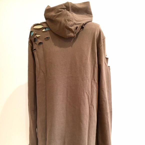🔴 French Terry Distressed Pullover Hoodie NWT - Picture 3 of 5
